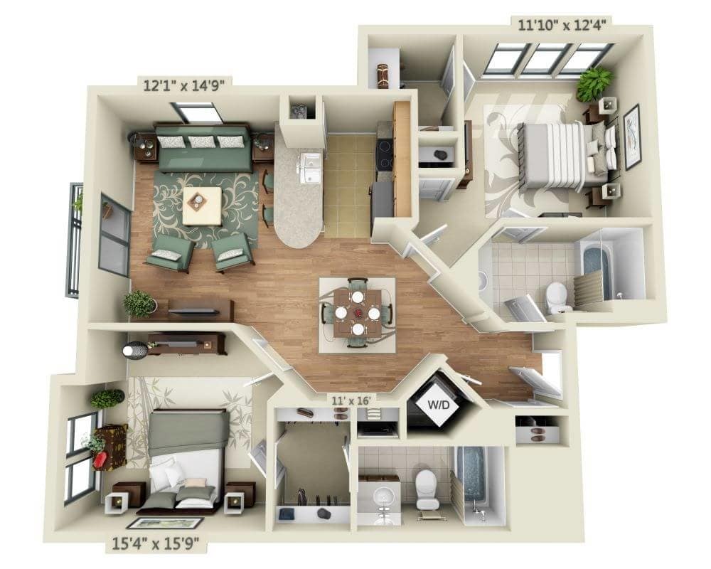 Floor Plan - 2 BEDROOM FLAT (B2B)