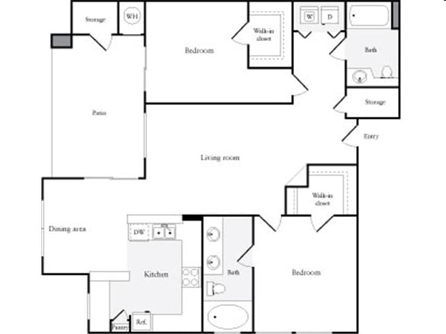 Floor Plan - 2 Bedroom 2 Bathroom