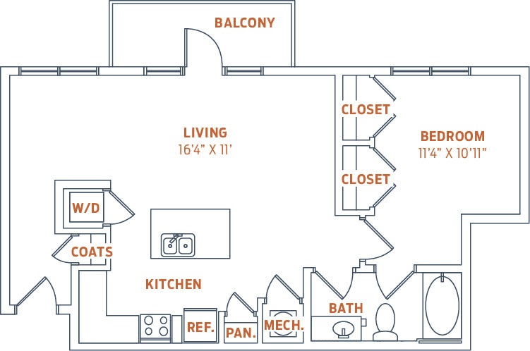 Floor Plan - Crescent 782 sqft