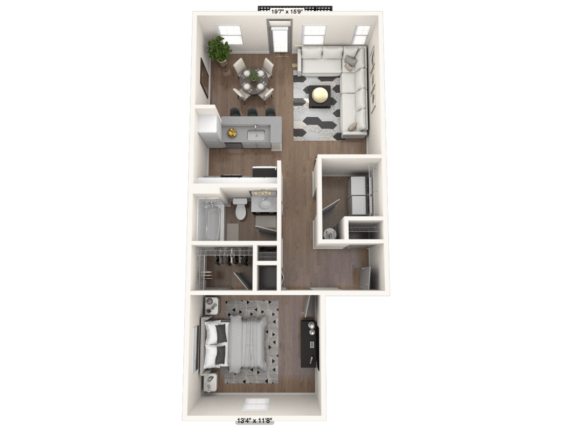 Floor Plan - The Ashland 1 BR 1 BA