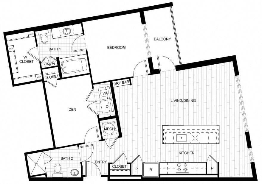Floor Plan - 1 Bed/2 Bath-F_B01