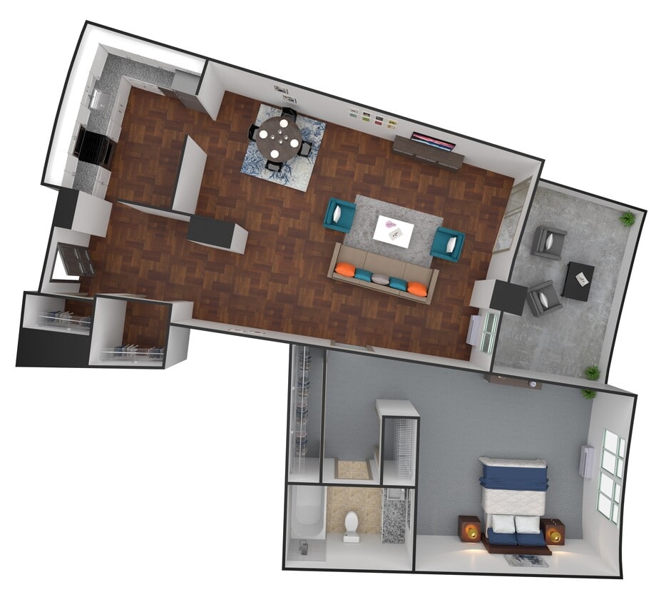 Floor Plan - H05 - 1 Bedroom / 1 Bathroom