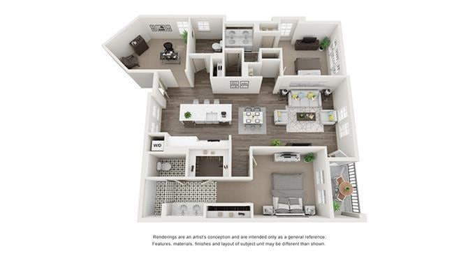 Floor Plan - 2 Bedroom 2 .5 Bath With office 