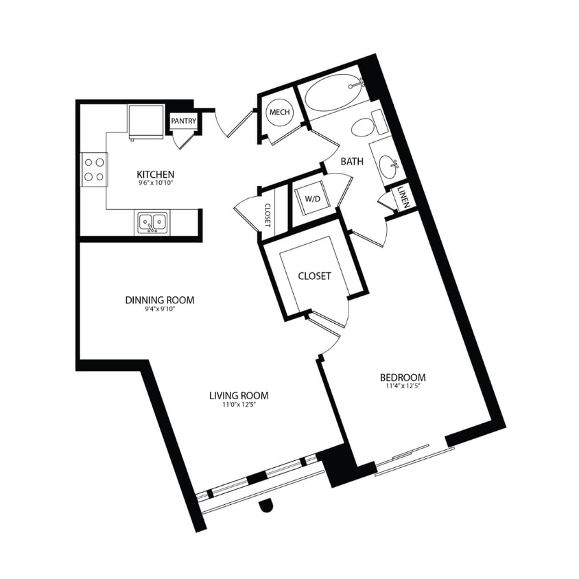 Floor Plan - 1 Bedroom, 1 Bath 787 SF A10