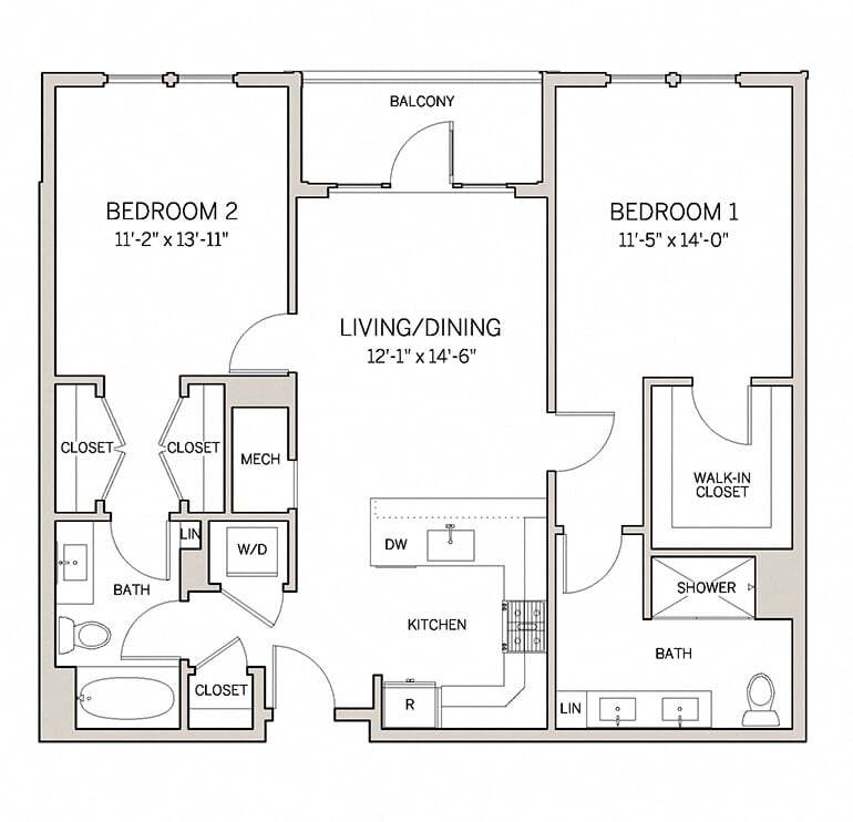 Floor Plan - Two Bed Two Bath B4