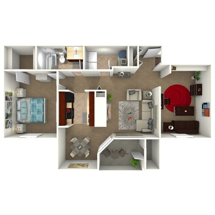 Floor Plan - The Port - 1 Bedroom 1 Bath