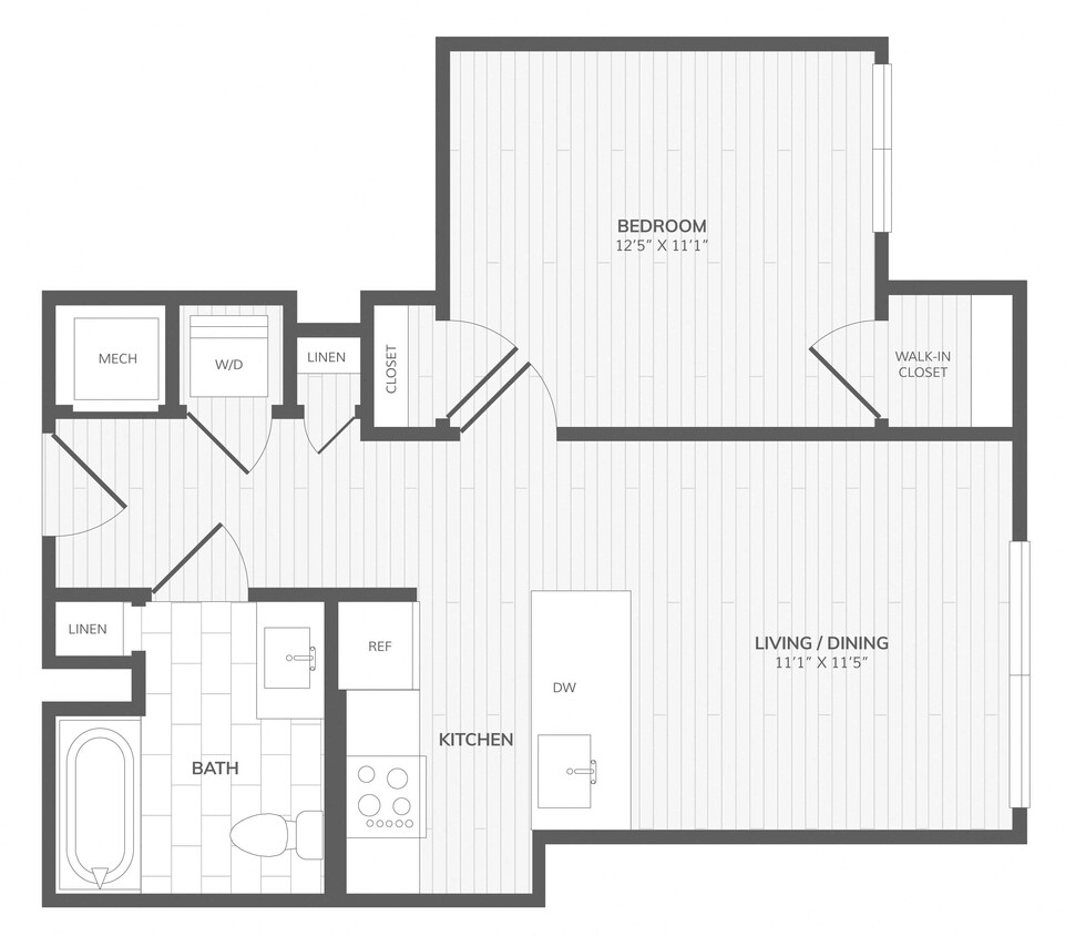 Floor Plan - 1 Bed/1 Bath-A Medley