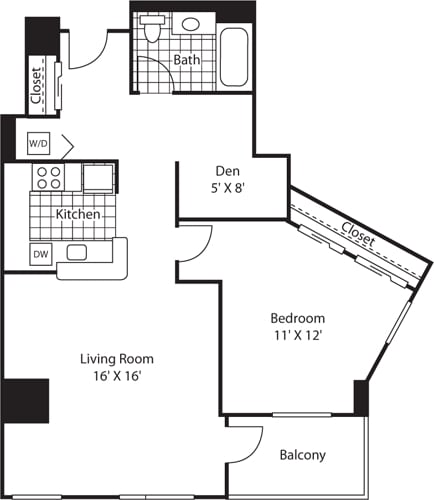 Floor Plan - One Bedroom 857
