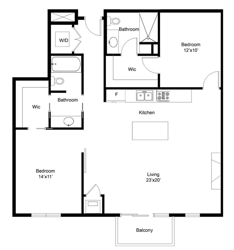 Floor Plan - 2G 1800 Lake