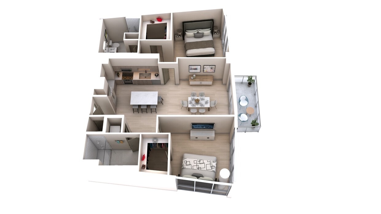 Two Bedroom Two Bath (1164 SF) - Two Bedroom Two Bath (1164)