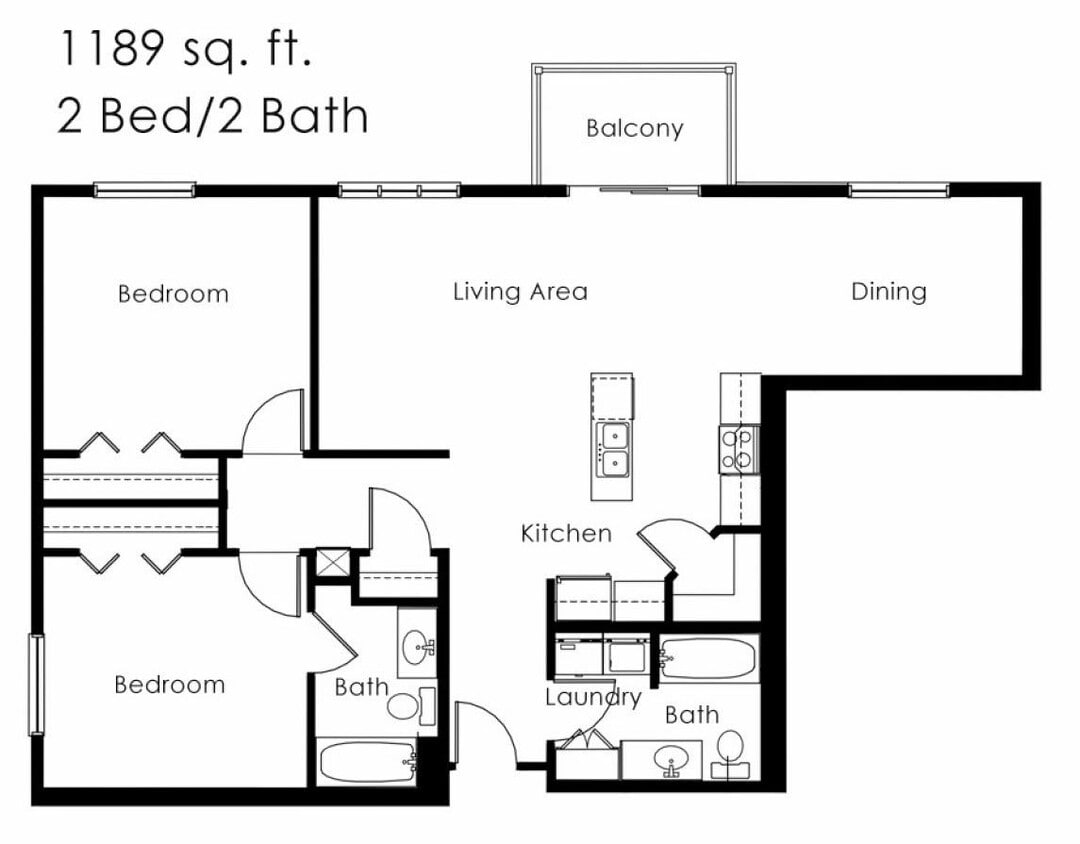 Floor Plan - 2 Bed 2 Bath | 1189 sqft