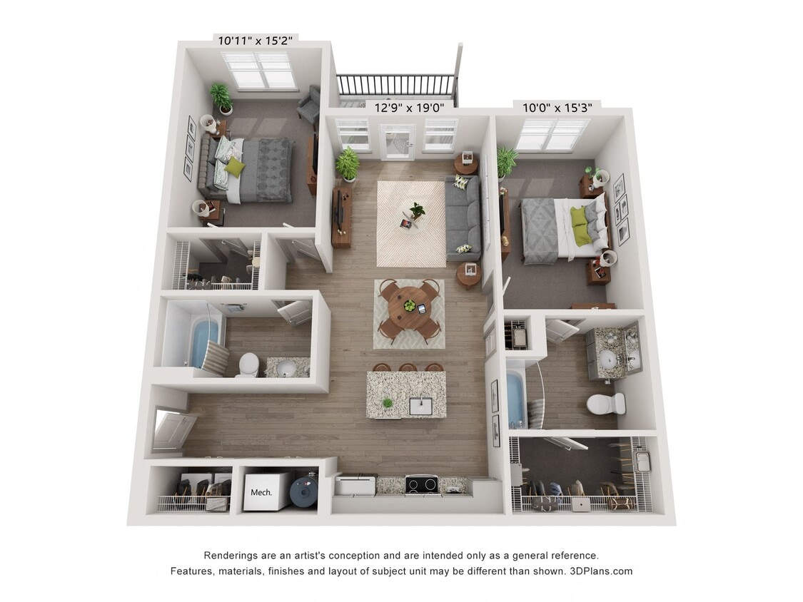 Floor Plan - 2 Bed 2 Bath