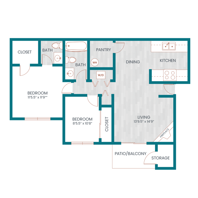 Floor Plan - 2x1.5r