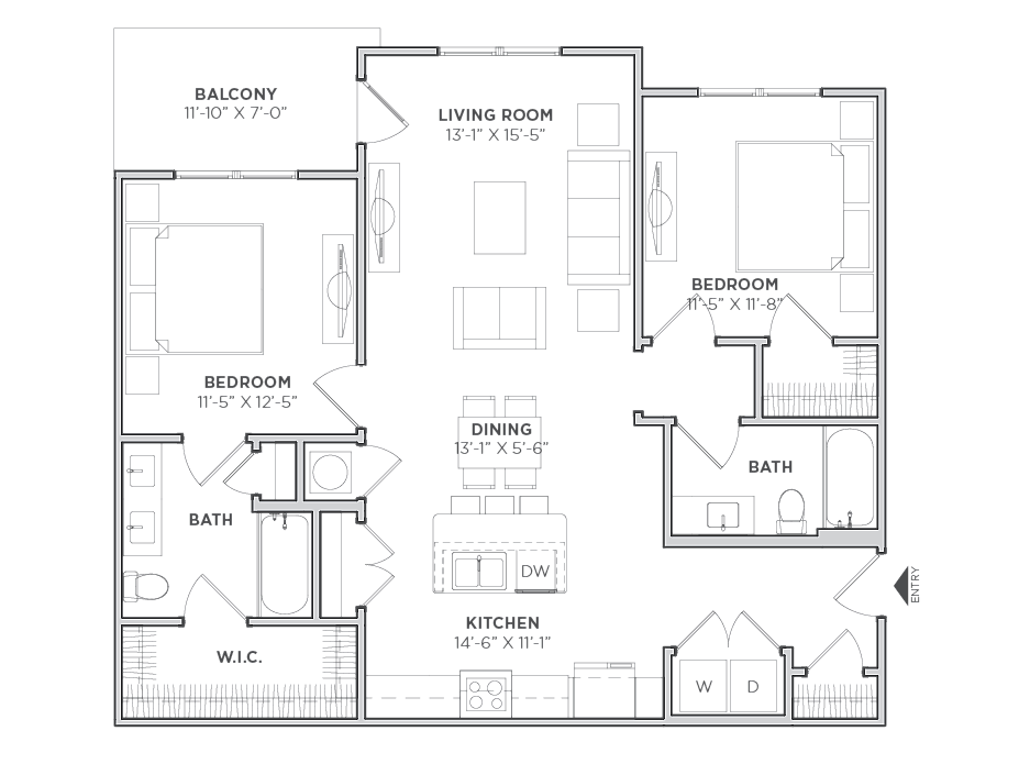 Tribute Verdae Unit Floor Plan 2B - 2 Bed, 2 Bath (80% Income Restricted)