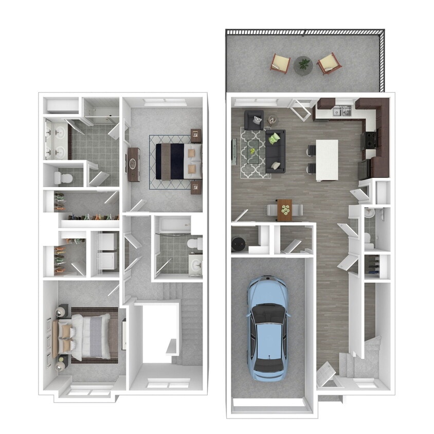 Floor Plan - Plan E 2 Bed x 2.5 Bath