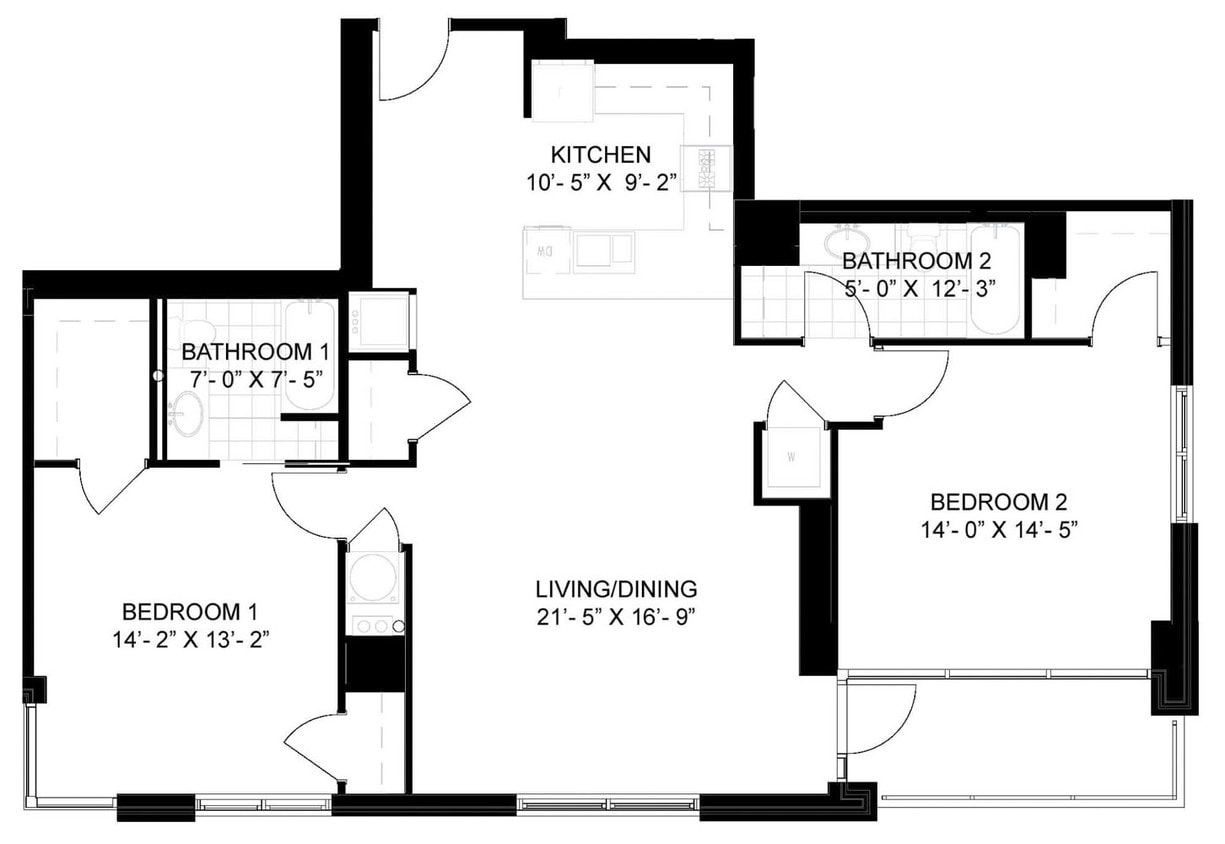 Floor Plan - 2 Bed/2 Bath-C02