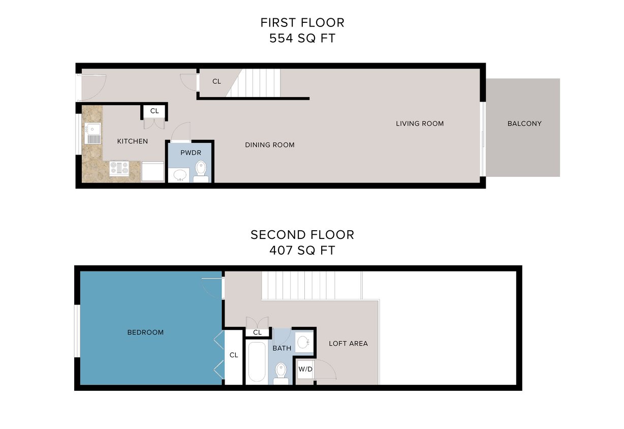 Floor Plan - (R0B4R) 1 Bedroom Duplex