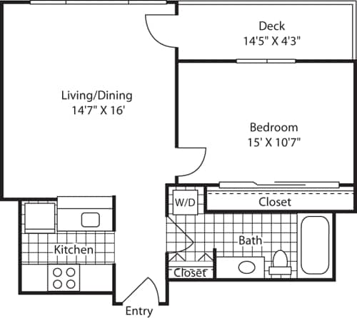 Floor Plan - 1 Bed 414-1614