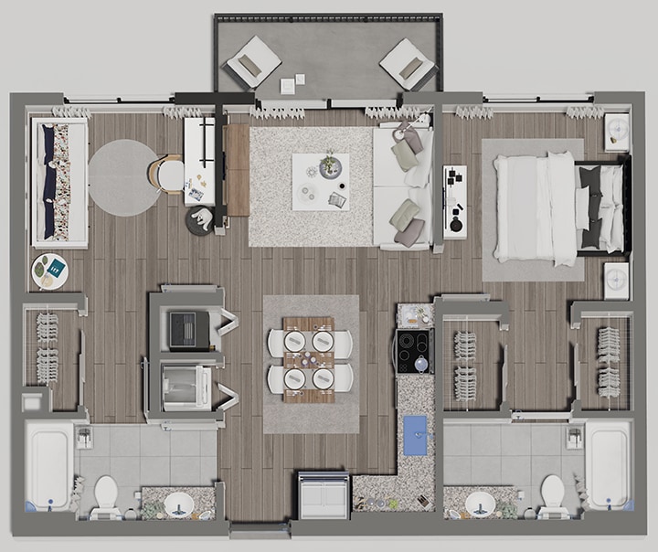 Floor Plan - 2 Bed, 2 Bath