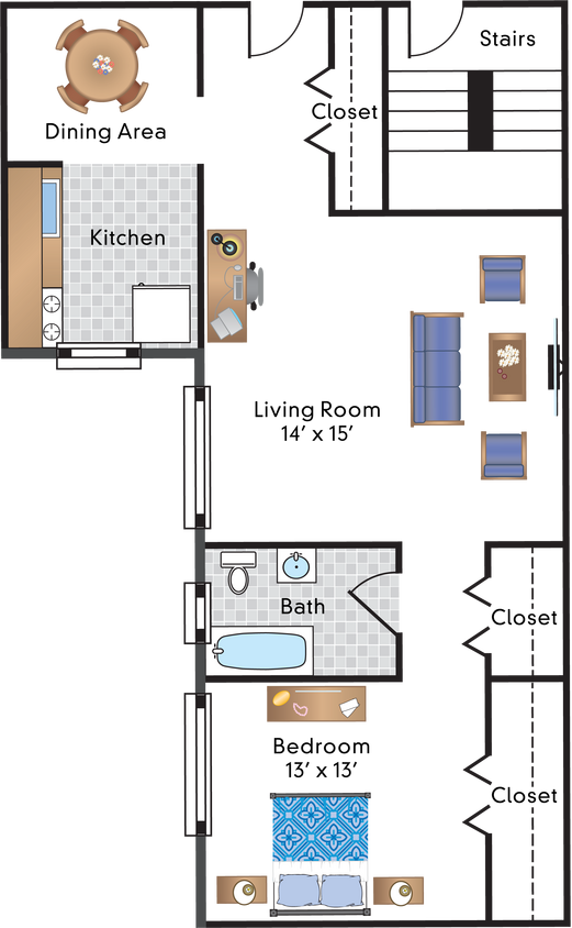 Floor Plan - 1 Bedroom 19 Tier