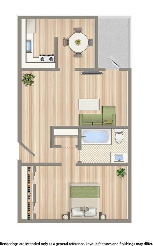 Floor Plan - 1 Bedroom C 02 & 16 Tiers