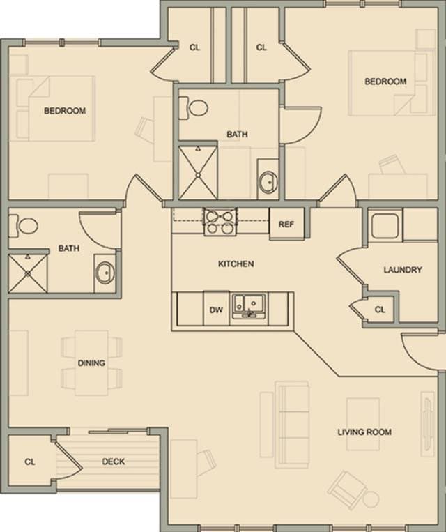 2 Bedroom 2 Bathroom - 2 Bed 2 Bath