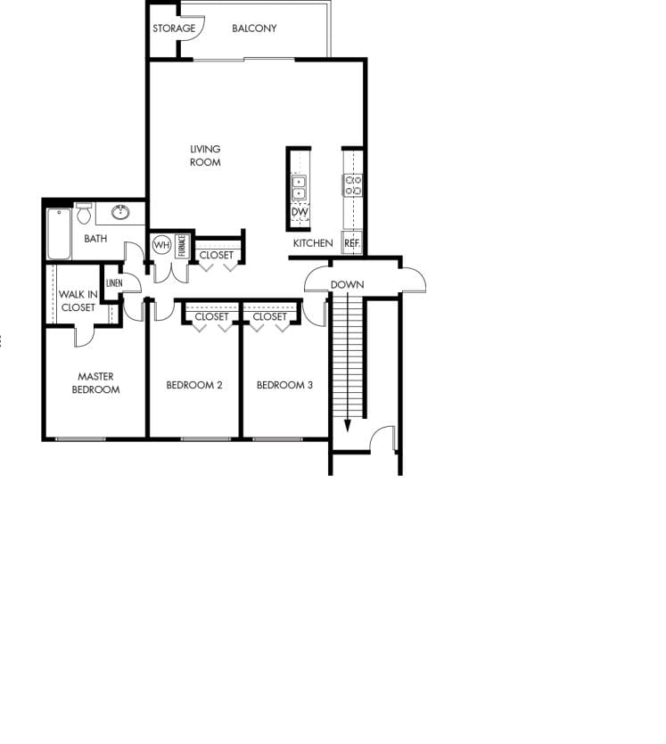 3 bedroom floor plan - 3x1
