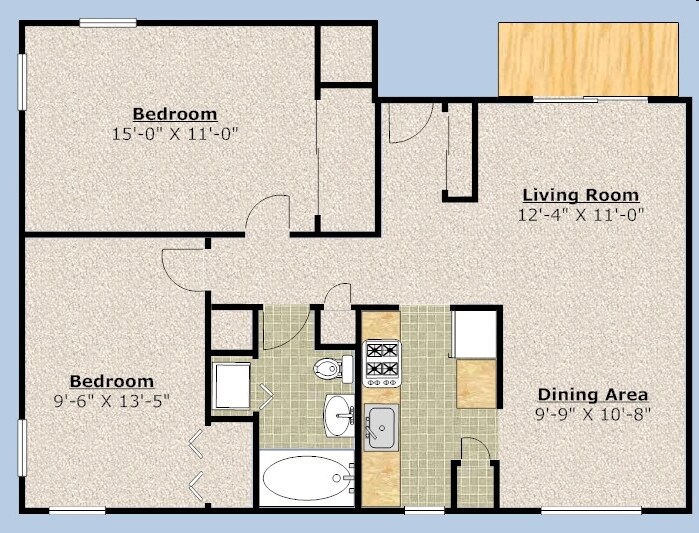2BR/1BA - Two Bedroom