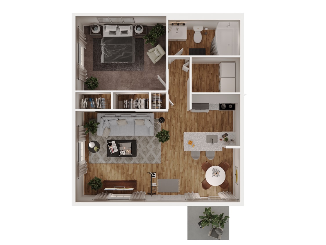 Floor Plan - Kent-TH - 648sf