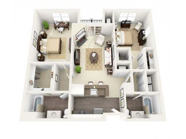 Floor Plan - 2 Bed/2 Bath-Deerfield 2