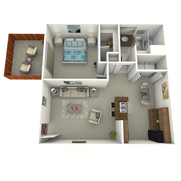 Floor Plan - One Bedroom One Bath - Renovated
