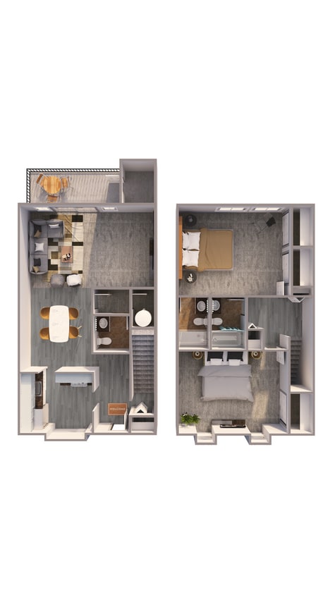 Floor Plan - Two Bedroom 2.5 Ba Oakmont