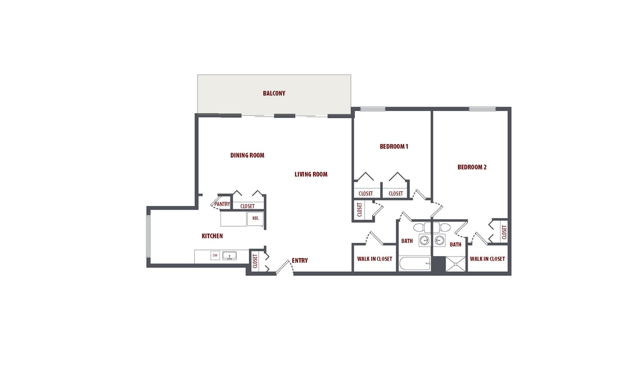 Floor Plan - 2 Bedroom 2 Bath