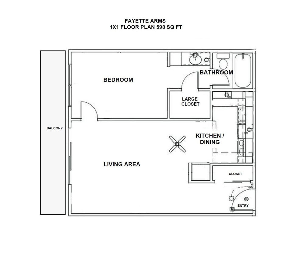 Floor Plan - One Bedroom, One Bath