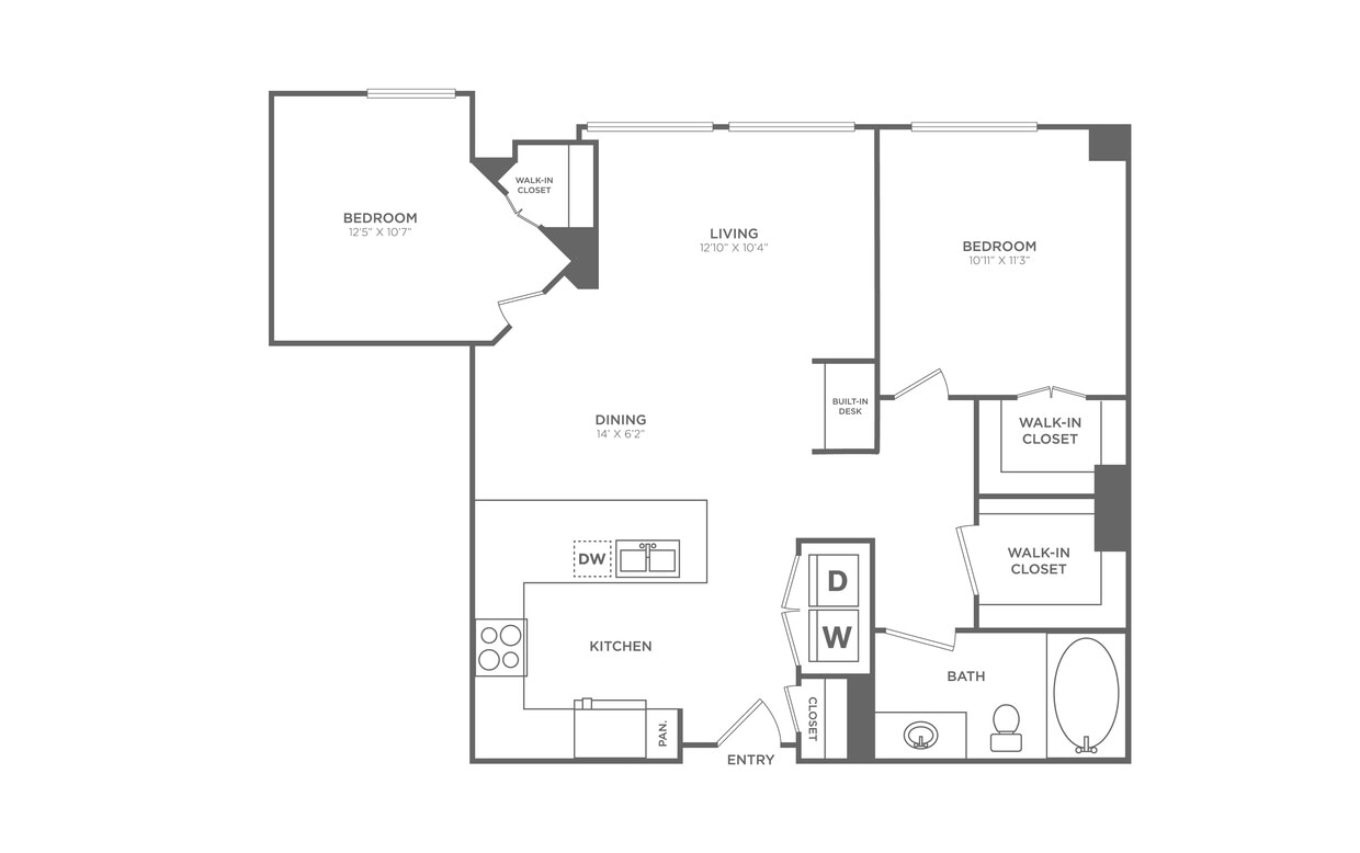 Floor Plan - 2 Bed/1 Bath - B5