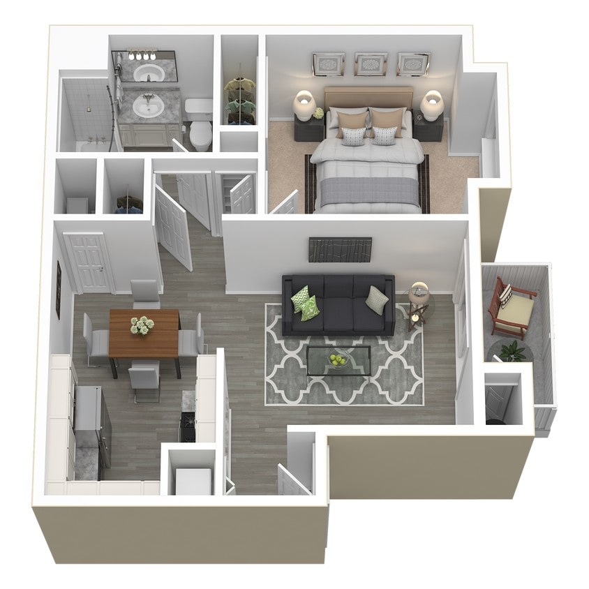 Floor Plan - 1 Bed 1 Bath