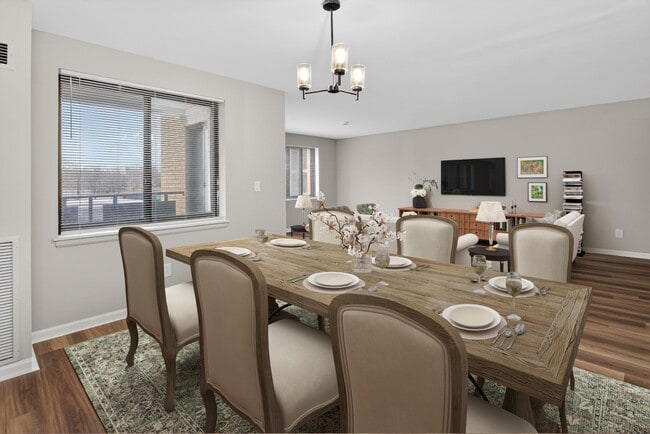 Welcome to The Venue Apartment Homes, where elegance meets comfort. This inviting dining area is perfect for entertaining and everyday living. Transform your lifestyle today—schedule a tour and see your new home! - The Venue Apartment Homes