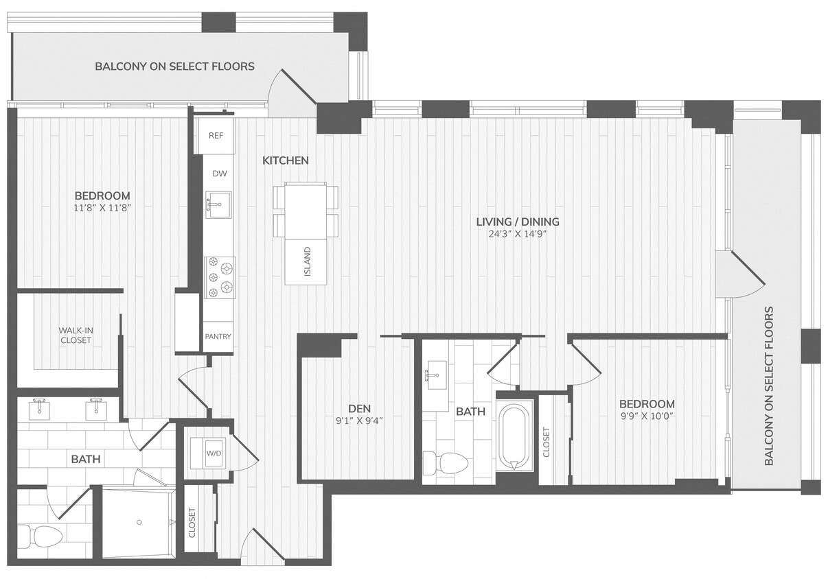 Floor Plan - 2 Bed/2 Bath Den-BD1_Intersect at O