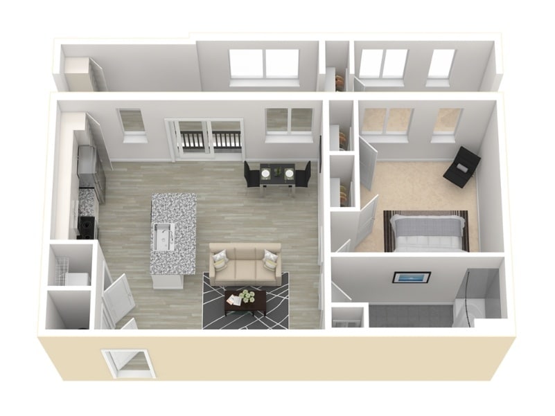 Floor Plan - 1 Bed, 1 Bath
