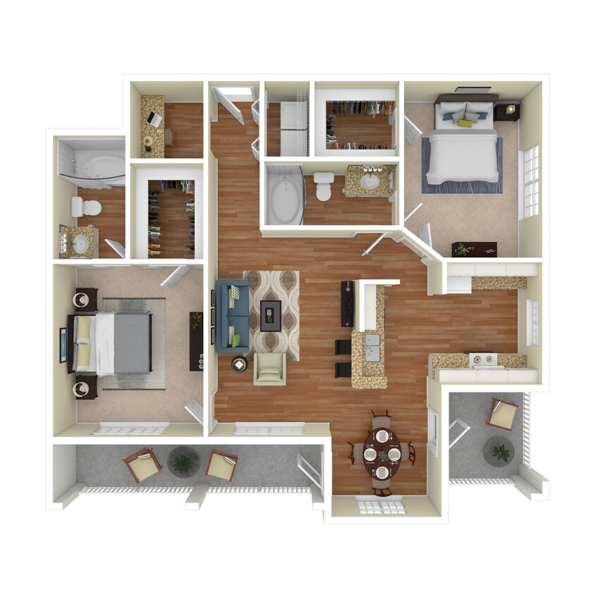 Floor Plan - 2 Bed 2 Bath 1202 SqFt (1095 Net)