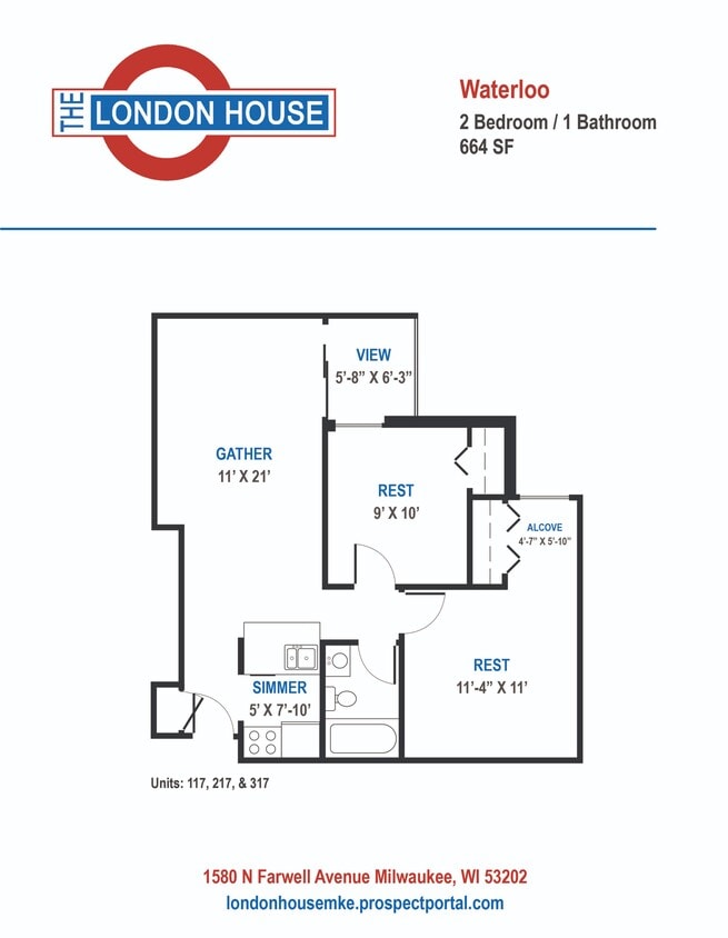 Waterloo - 2 Bed / 1 Bath - 664 SF - Waterloo