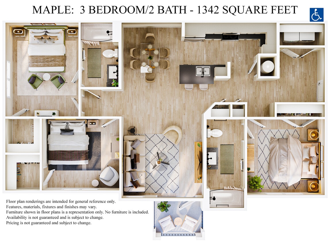 Floor Plan - 3 Bedroom 2 Bath ADA