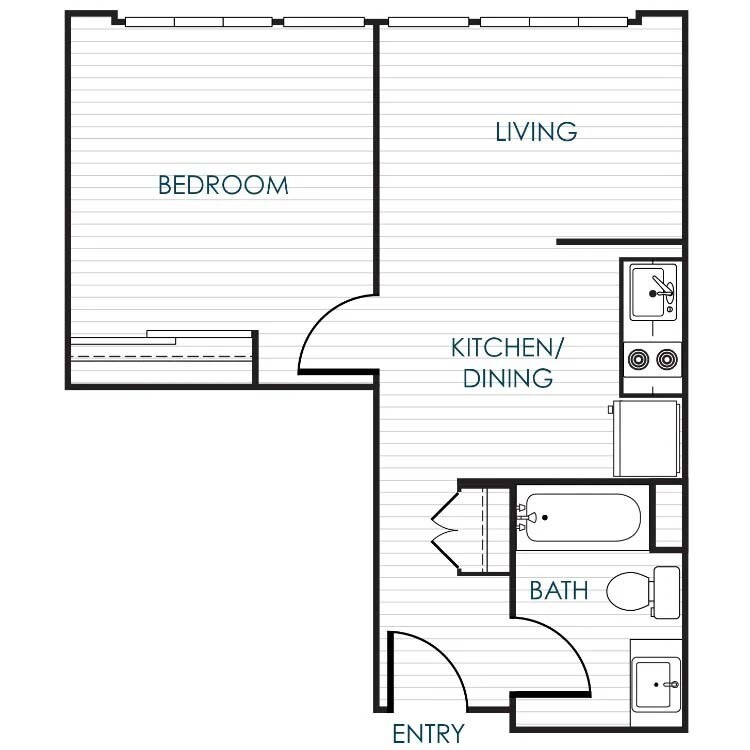 Floor Plan - 1-Bedroom 1-Bathroom Traditional Flat