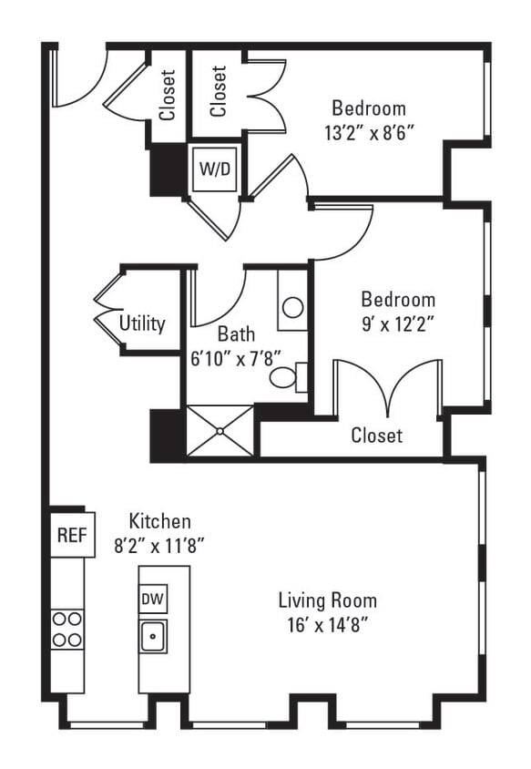 Floor Plan - 2 Bedroom 1 Bath