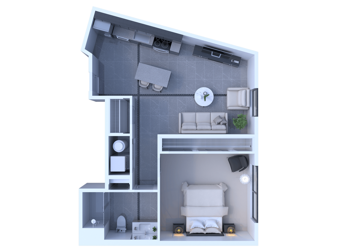 Floor Plan - Bright & Airy 1 Bedroom Oasis at Capitol Park