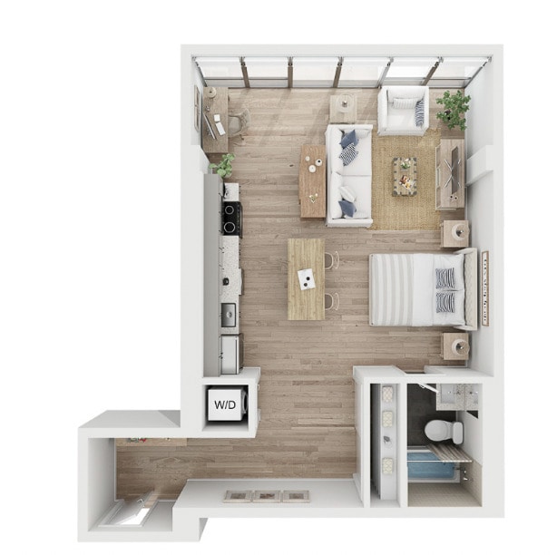 Floor Plan - Studio - 676 sqft