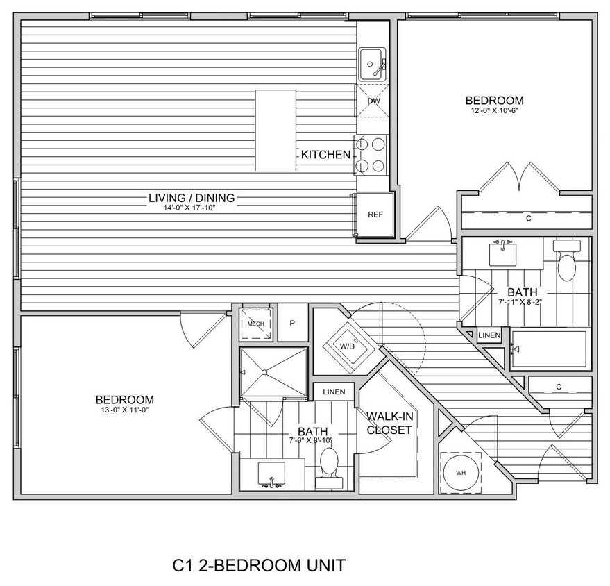 Floor Plan - 2 Bed/2 Bath-C1