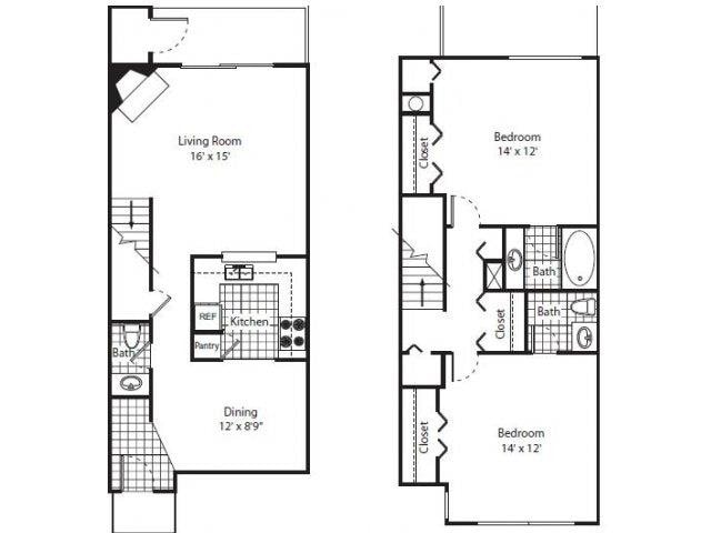 Floor Plan - 2 Bed 2 Bath