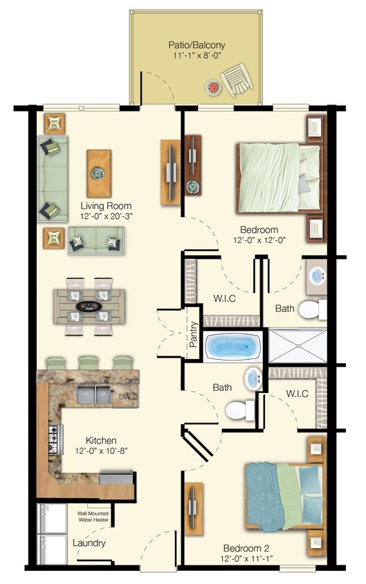 Floor Plan - Two Bedroom Two Bathroom