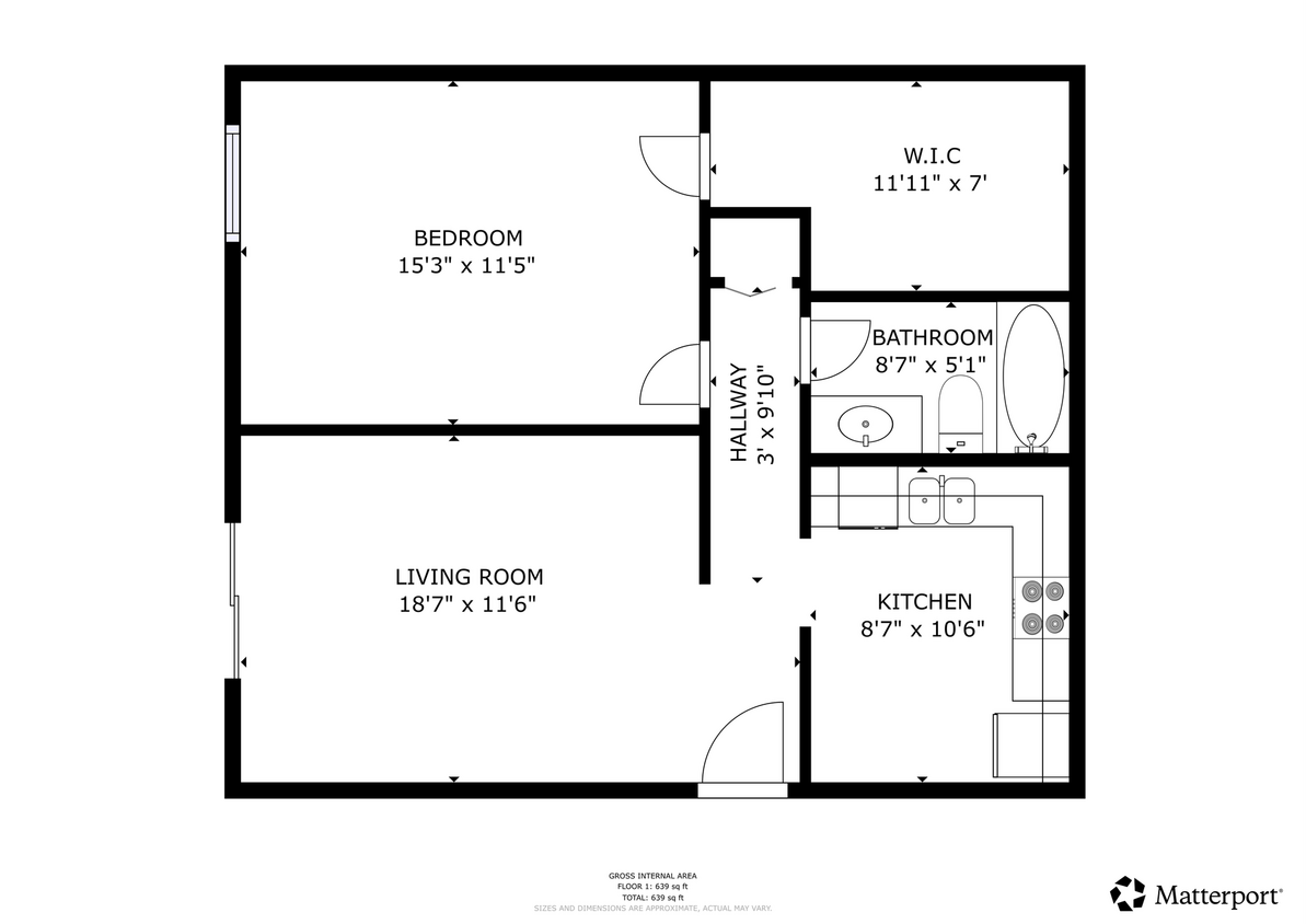 Floor Plan - 1 Bed / 1 Bath
